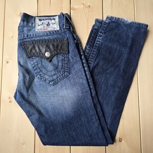True Religion Skinny Jeans Leather Flap Size 32X32